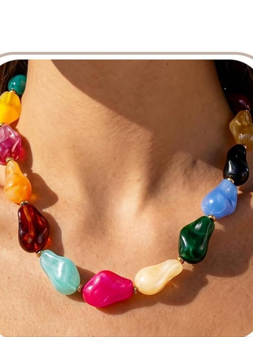 Multicolor Chunky Resin Bead Necklace - Bold Statement Jewelry
